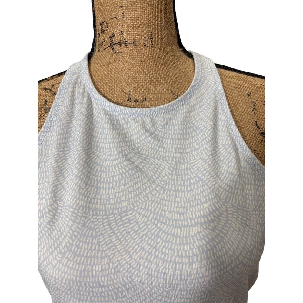 Calia Tank Top Womens Size M Blue Abstract Twist Back Keyhole Athleisure